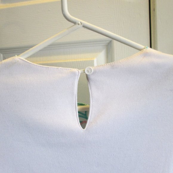 Alfred Dunner pink,lavender,aqua embroidered beaded cutout applique flowered top - Picture 5 of 6